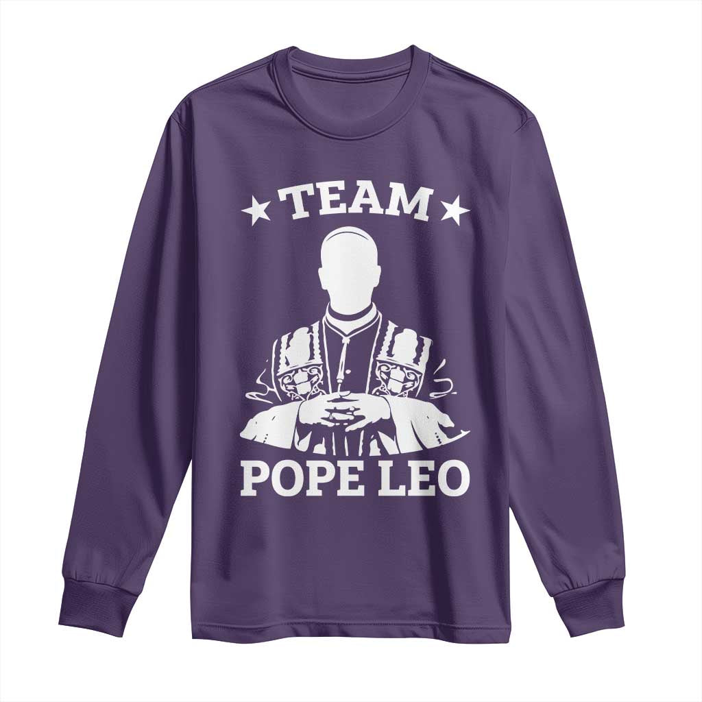 Team Pope Leo XIV Long Sleeve Shirt Vintage Catholic Faith Historical Religious Support TS02 Purple Print Your Wear