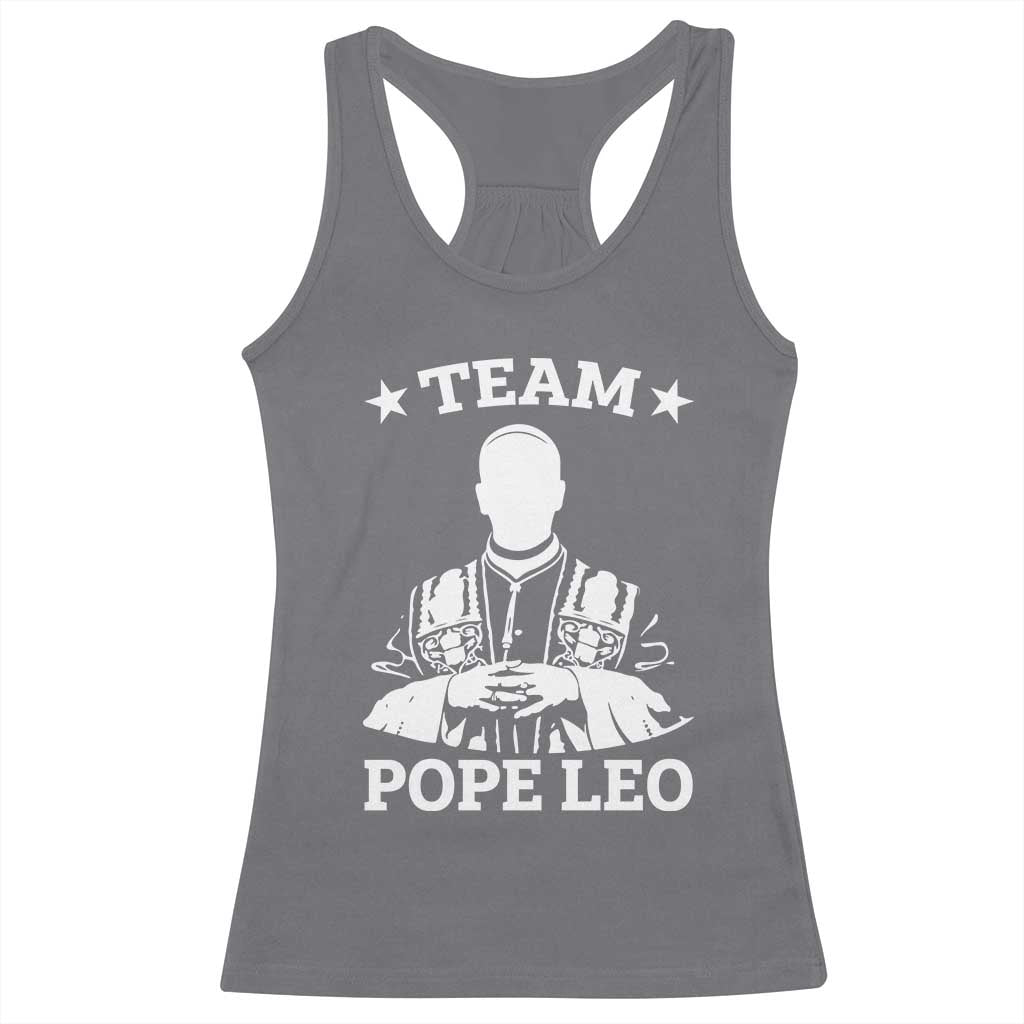Team Pope Leo XIV Racerback Tank Top Vintage Catholic Faith Historical Religious Support TS02 Charcoal Print Your Wear