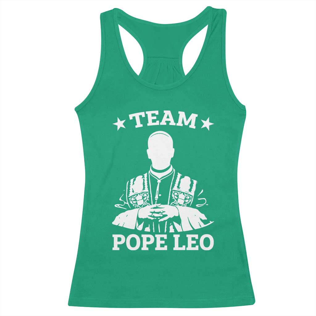 Team Pope Leo XIV Racerback Tank Top Vintage Catholic Faith Historical Religious Support TS02 Irish Green Print Your Wear