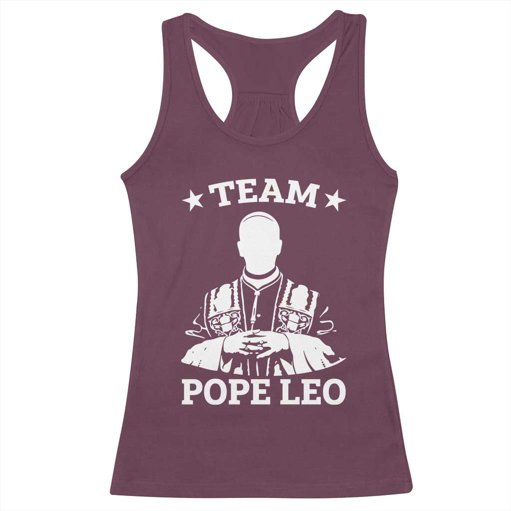 Team Pope Leo XIV Racerback Tank Top Vintage Catholic Faith Historical Religious Support TS02 Maroon Print Your Wear