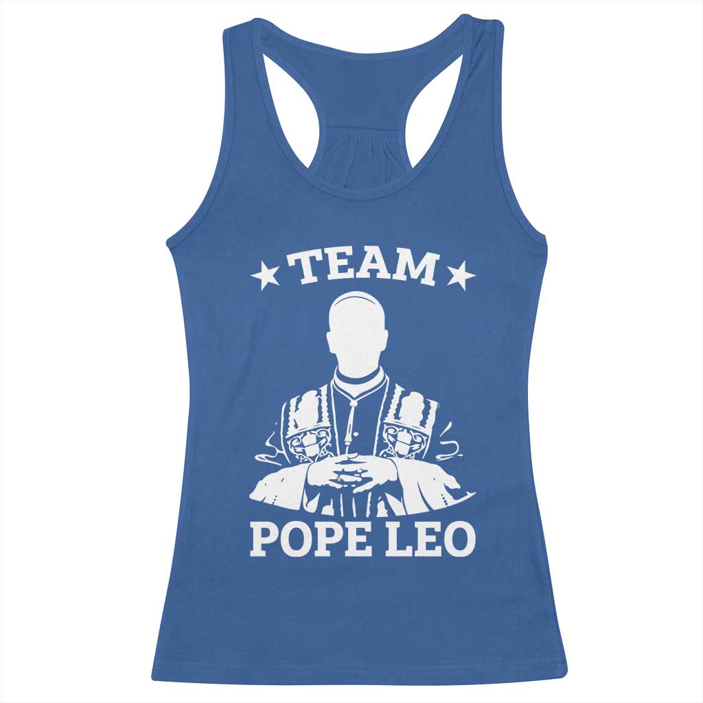 Team Pope Leo XIV Racerback Tank Top Vintage Catholic Faith Historical Religious Support TS02 Royal Blue Print Your Wear