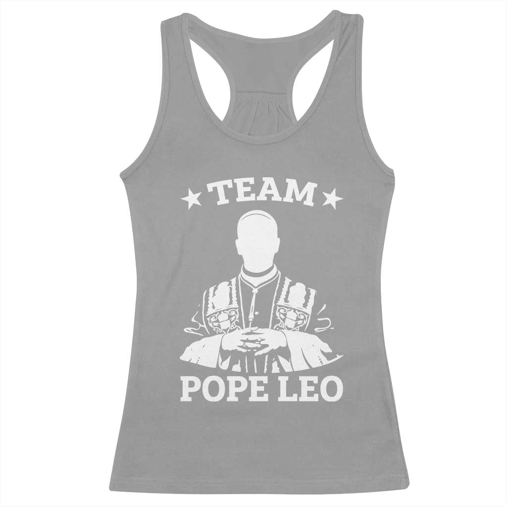 Team Pope Leo XIV Racerback Tank Top Vintage Catholic Faith Historical Religious Support TS02 Sport Gray Print Your Wear