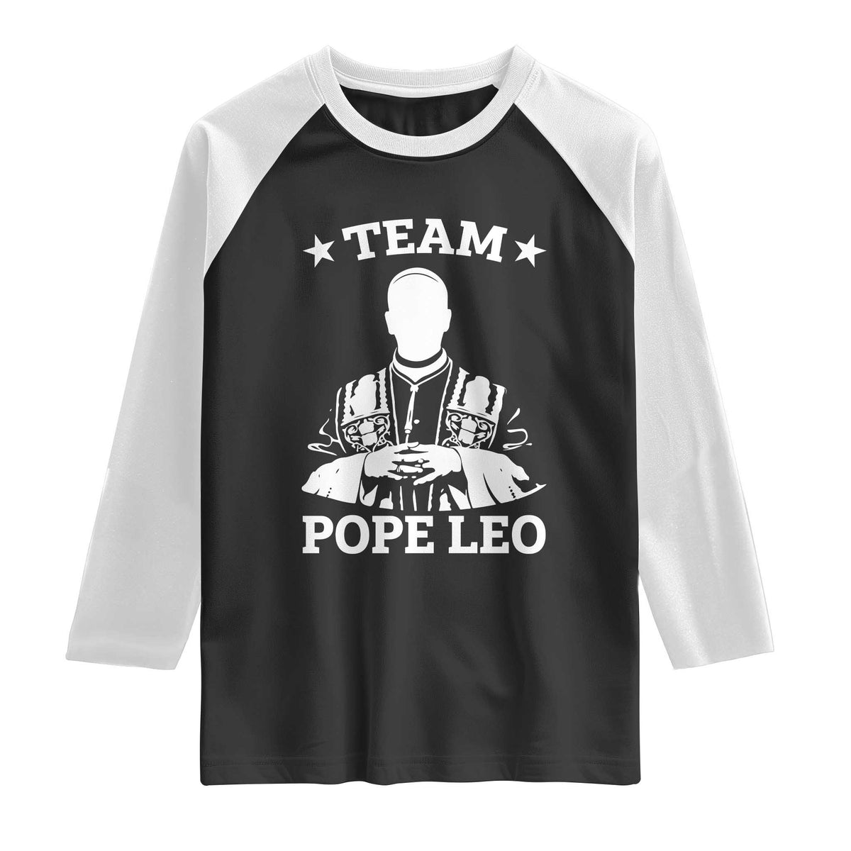 Team Pope Leo XIV Raglan Shirt Vintage Catholic Faith Historical Religious Support TS02 Black White Print Your Wear