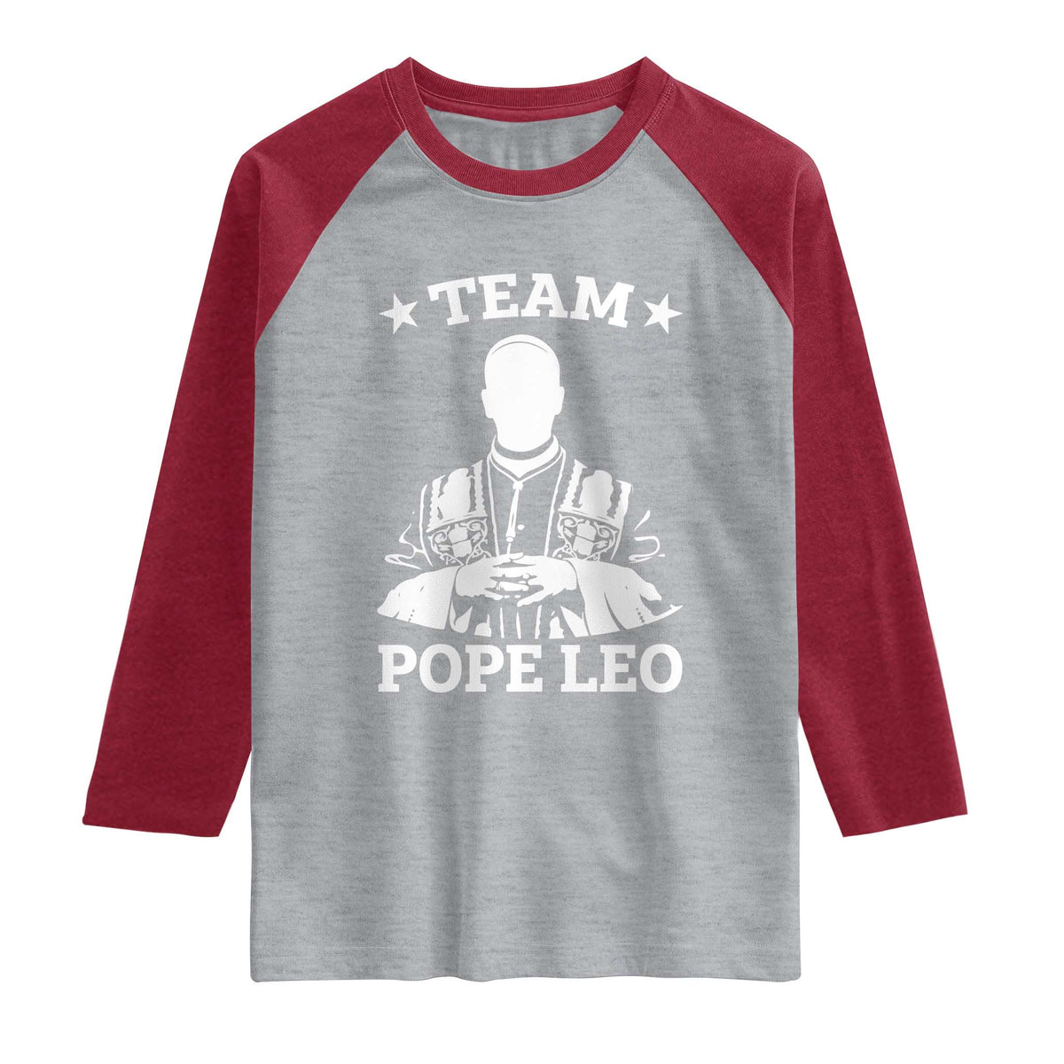 Team Pope Leo XIV Raglan Shirt Vintage Catholic Faith Historical Religious Support TS02 Heather Gray Heather Red Print Your Wear