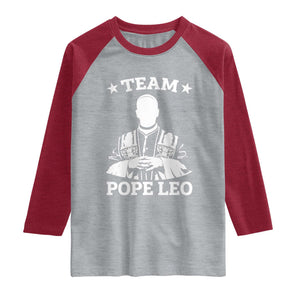 Team Pope Leo XIV Raglan Shirt Vintage Catholic Faith Historical Religious Support TS02 Heather Gray Heather Red Print Your Wear