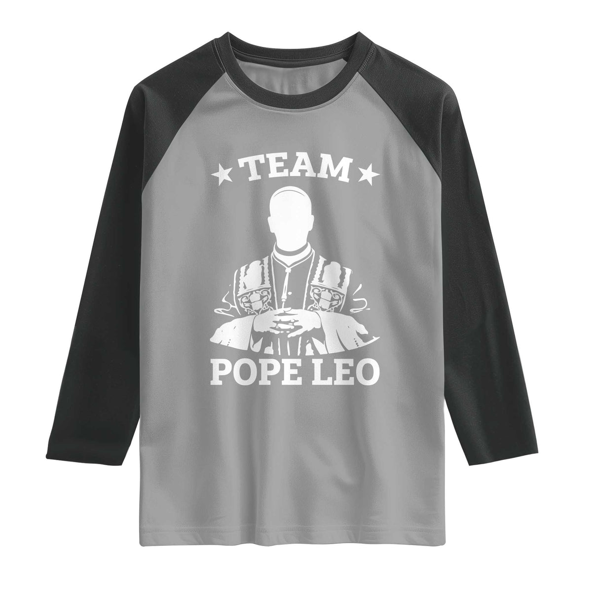 Team Pope Leo XIV Raglan Shirt Vintage Catholic Faith Historical Religious Support TS02 Sport Gray Black Print Your Wear
