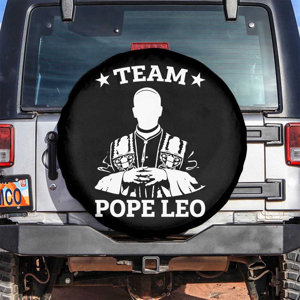 Team Pope Leo XIV Spare Tire Cover Vintage Catholic Faith Historical Religious Support TS02 No hole Black Print Your Wear
