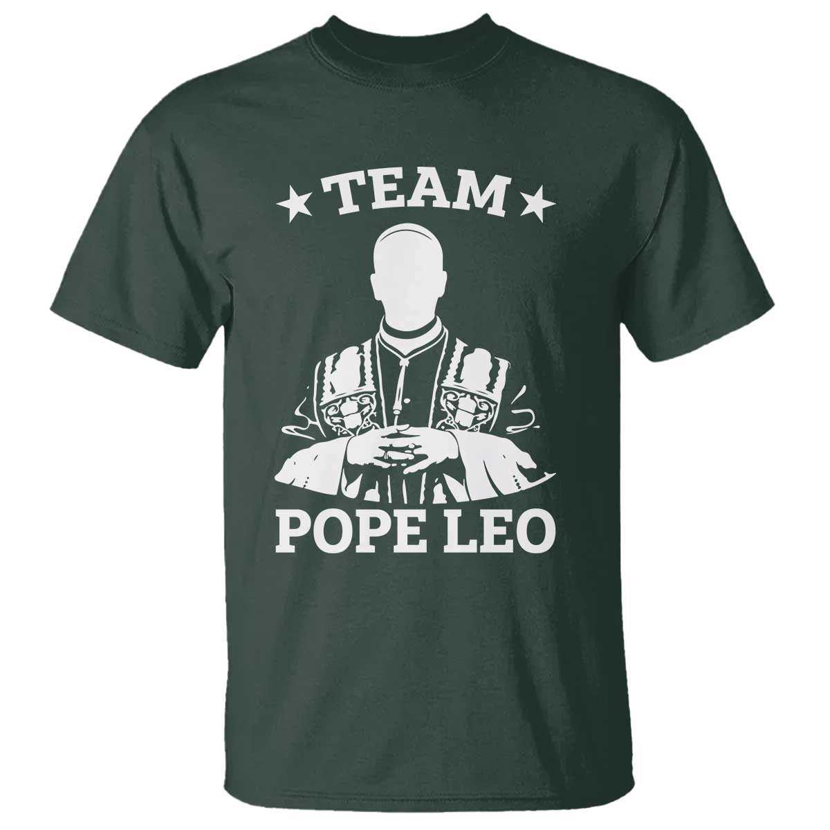 Team Pope Leo XIV T Shirt Vintage Catholic Faith Historical Religious Support TS02 Dark Forest Green Print Your Wear