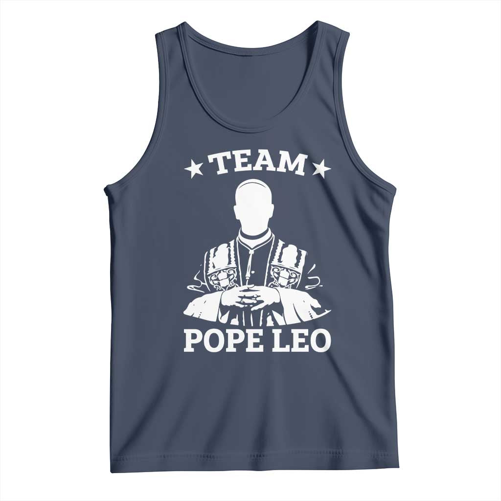 Team Pope Leo XIV Tank Top Vintage Catholic Faith Historical Religious Support TS02 Navy Print Your Wear