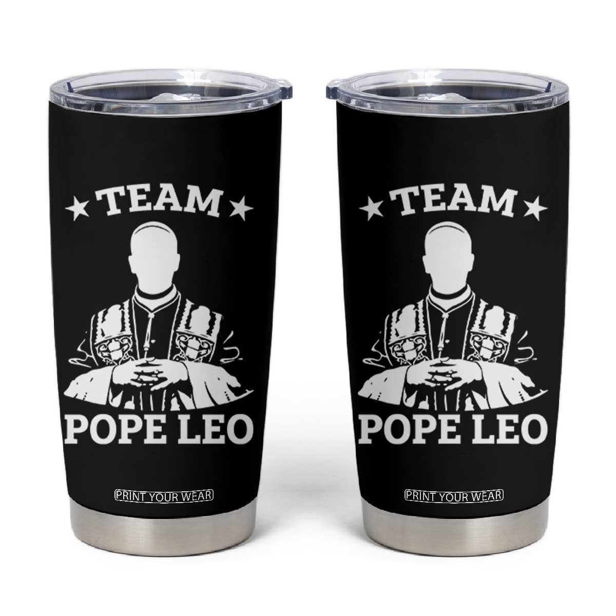 Team Pope Leo XIV Tumbler Cup Vintage Catholic Faith Historical Religious Support TS02 Black Print Your Wear