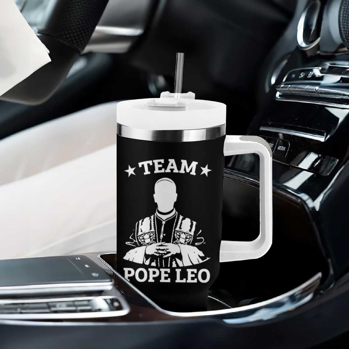 Team Pope Leo XIV Tumbler With Handle Vintage Catholic Faith Historical Religious Support TS02 Print Your Wear