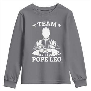 Team Pope Leo XIV Youth Sweatshirt Vintage Catholic Faith Historical Religious Support TS02 Charcoal Print Your Wear