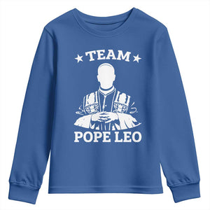 Team Pope Leo XIV Youth Sweatshirt Vintage Catholic Faith Historical Religious Support TS02 Royal Blue Print Your Wear