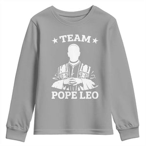 Team Pope Leo XIV Youth Sweatshirt Vintage Catholic Faith Historical Religious Support TS02 Sport Gray Print Your Wear