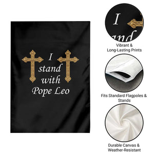 I Stand With Pope Leo Faith Graphic Garden Flag Catholic Ornate Gold Cross TS02 Print Your Wear