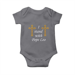 I Stand With Pope Leo Faith Graphic Baby Onesie Catholic Ornate Gold Cross TS02 Charcoal Print Your Wear
