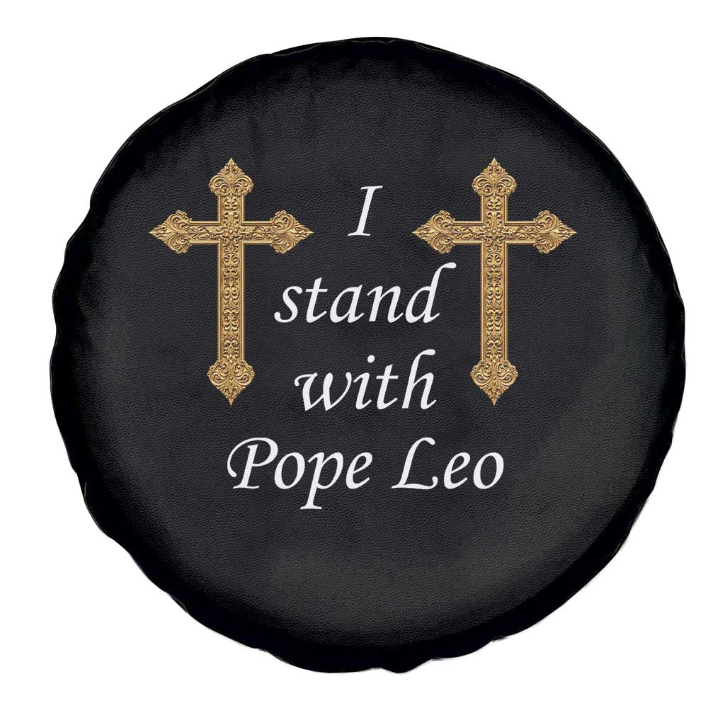 I Stand With Pope Leo Faith Graphic Spare Tire Cover Catholic Ornate Gold Cross TS02 Print Your Wear