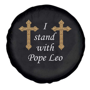 I Stand With Pope Leo Faith Graphic Spare Tire Cover Catholic Ornate Gold Cross TS02 Print Your Wear
