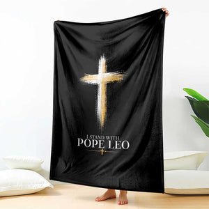 I Stand With Pope Leo Brushstroke Cross Throw Blanket Religious Christian Witness TS02 Print Your Wear