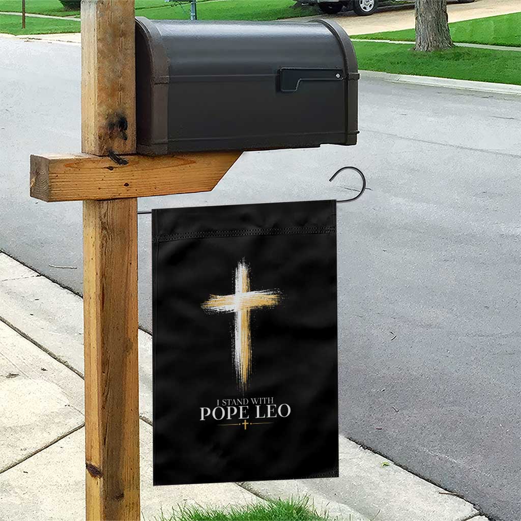 I Stand With Pope Leo Brushstroke Cross Garden Flag Religious Christian Witness TS02 Print Your Wear