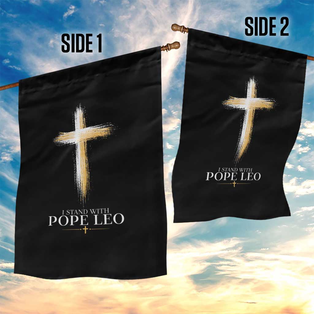 I Stand With Pope Leo Brushstroke Cross Garden Flag Religious Christian Witness TS02 Print Your Wear