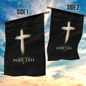 I Stand With Pope Leo Brushstroke Cross Garden Flag Religious Christian Witness TS02 Print Your Wear