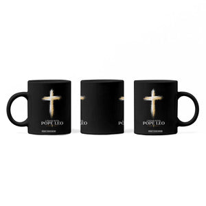 I Stand With Pope Leo Brushstroke Cross Coffee Mug Religious Christian Witness TS02 Print Your Wear