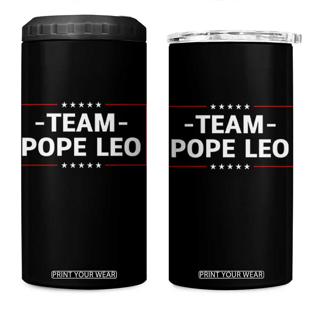 Team Pope Leo XIV 4 in 1 Can Cooler Tumbler Catholic Pride Religious Faith Solidarity TS02 One Size: 16 oz Black Print Your Wear