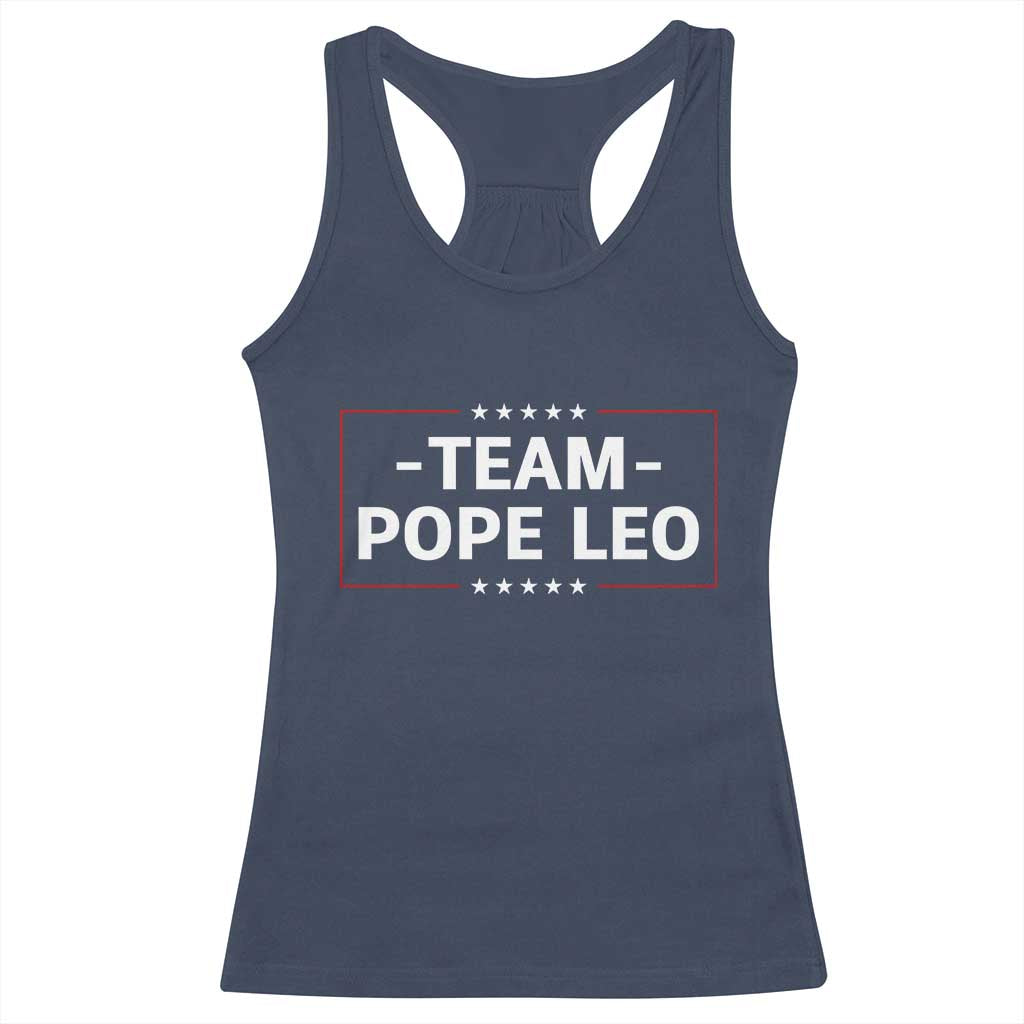 Team Pope Leo XIV Racerback Tank Top Catholic Pride Religious Faith Solidarity TS02 Navy Print Your Wear