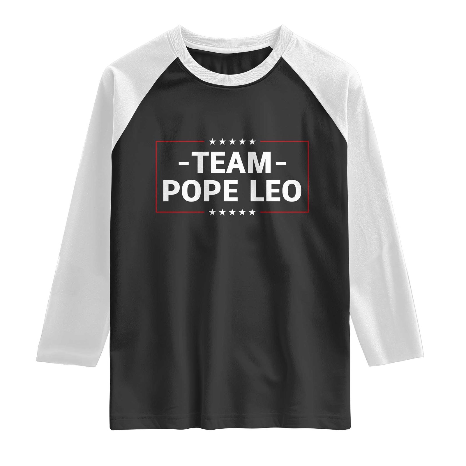 Team Pope Leo XIV Raglan Shirt Catholic Pride Religious Faith Solidarity TS02 Black White Print Your Wear