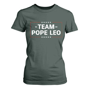 Team Pope Leo XIV T Shirt For Women Catholic Pride Religious Faith Solidarity TS02 Dark Forest Green Print Your Wear