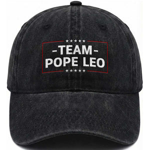 Team Pope Leo XIV Washed Cotton Baseball Cap Catholic Pride Religious Faith Solidarity TS02 Print Your Wear
