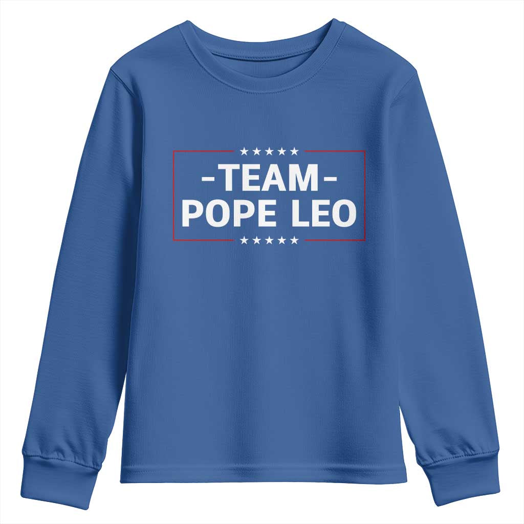 Team Pope Leo XIV Youth Sweatshirt Catholic Pride Religious Faith Solidarity TS02 Royal Blue Print Your Wear