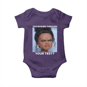 Funny You Rushed Through Your Test Doll Face Meme Baby Onesie Teacher Reaction Humor Testing Day TS02 Purple Print Your Wear