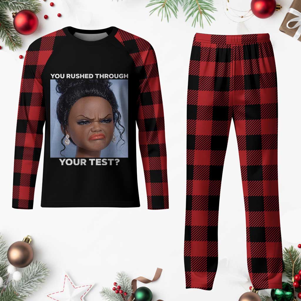 Funny You Rushed Through Your Test Doll Face Meme Plaid Pajama Set Teacher Reaction Humor Testing Day TS02 Buffalo Plaid Print Your Wear