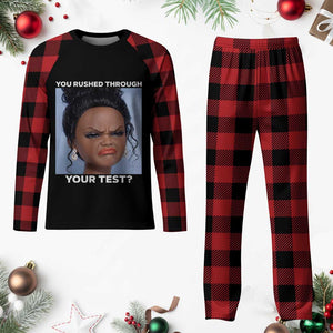 Funny You Rushed Through Your Test Doll Face Meme Plaid Pajama Set Teacher Reaction Humor Testing Day TS02 Buffalo Plaid Print Your Wear