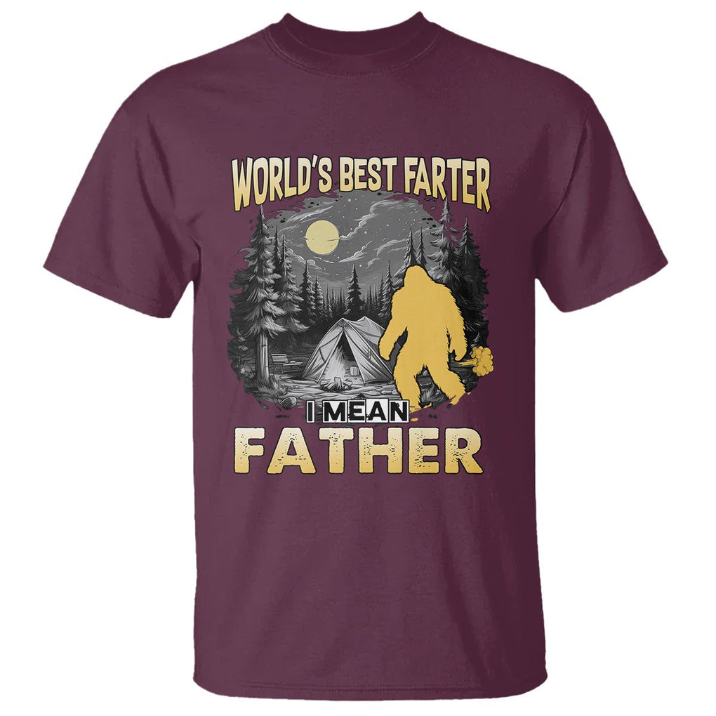 World's Best Farter T Shirt I Mean Father Funny Bigfoot Father's Day TS02 Maroon Print Your Wear