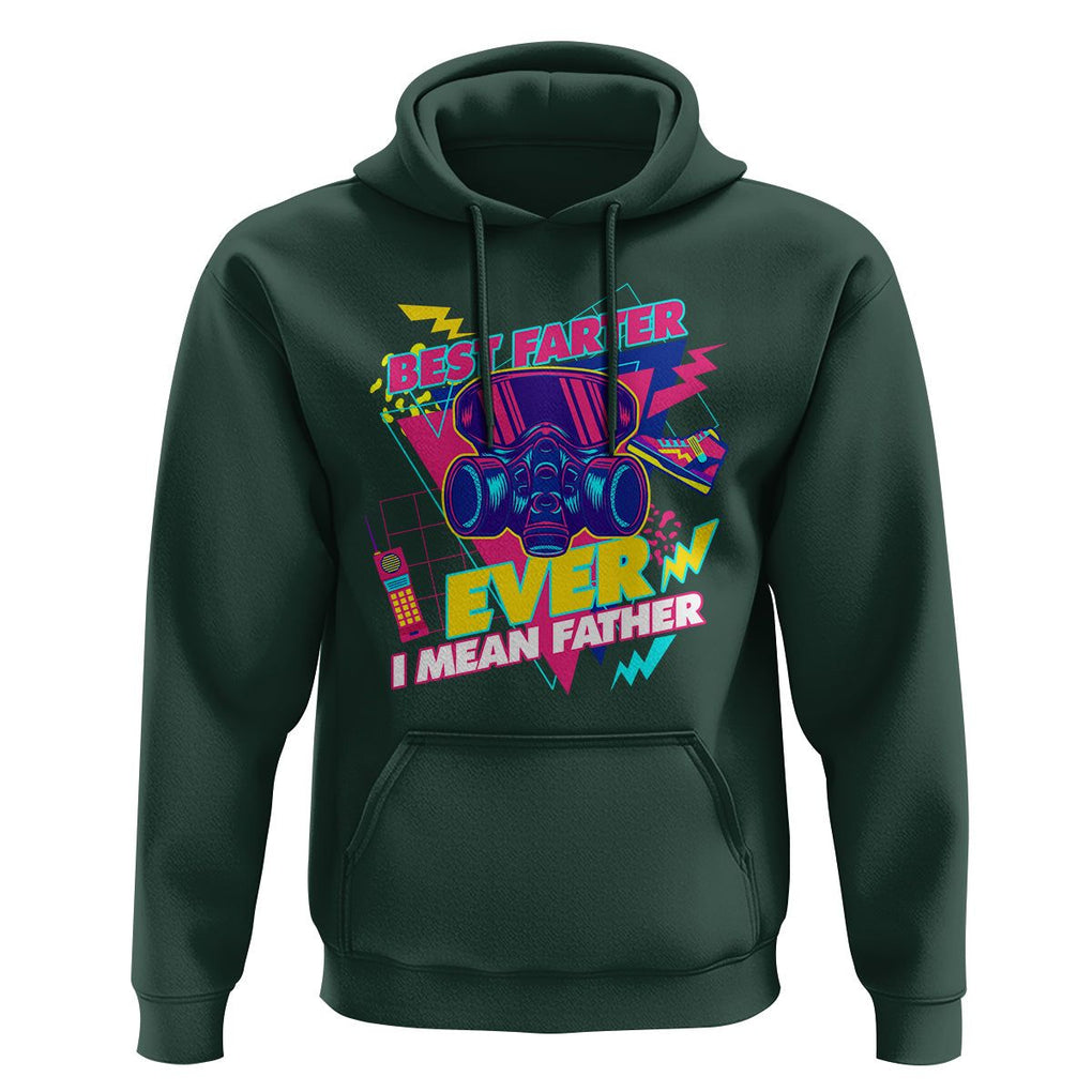 Funny Farter Hoodie Funny Best Farter Ever I Mean Father Gas Mask Retro 70s 80s TS02 Dark Forest Green Print Your Wear