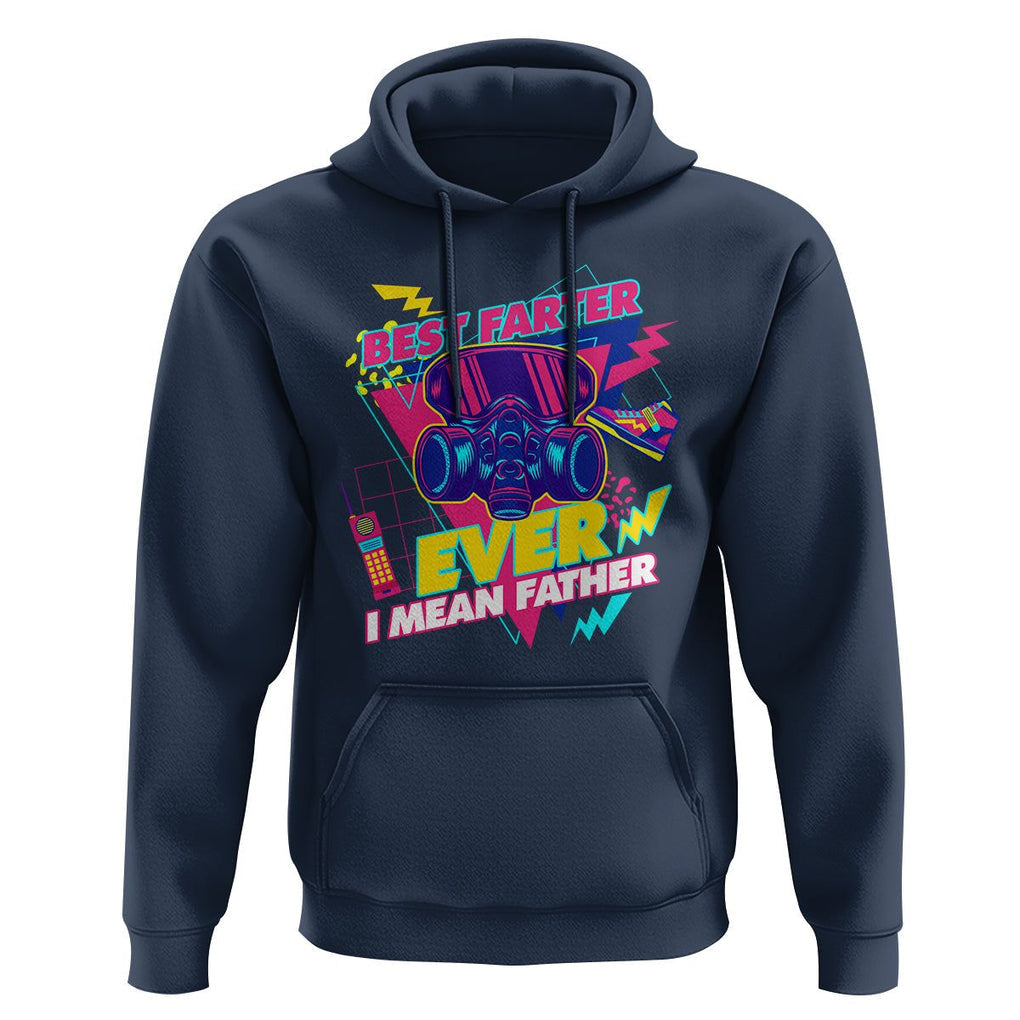 Funny Farter Hoodie Funny Best Farter Ever I Mean Father Gas Mask Retro 70s 80s TS02 Navy Print Your Wear