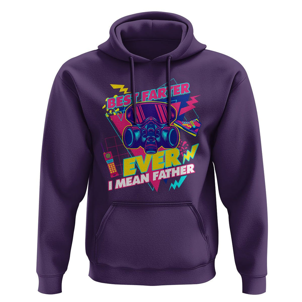 Funny Farter Hoodie Funny Best Farter Ever I Mean Father Gas Mask Retro 70s 80s TS02 Purple Print Your Wear