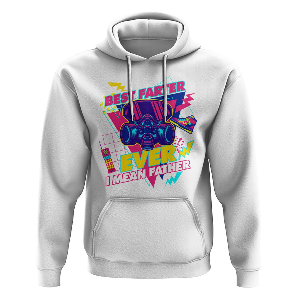 Funny Farter Hoodie Funny Best Farter Ever I Mean Father Gas Mask Retro 70s 80s TS02 White Print Your Wear