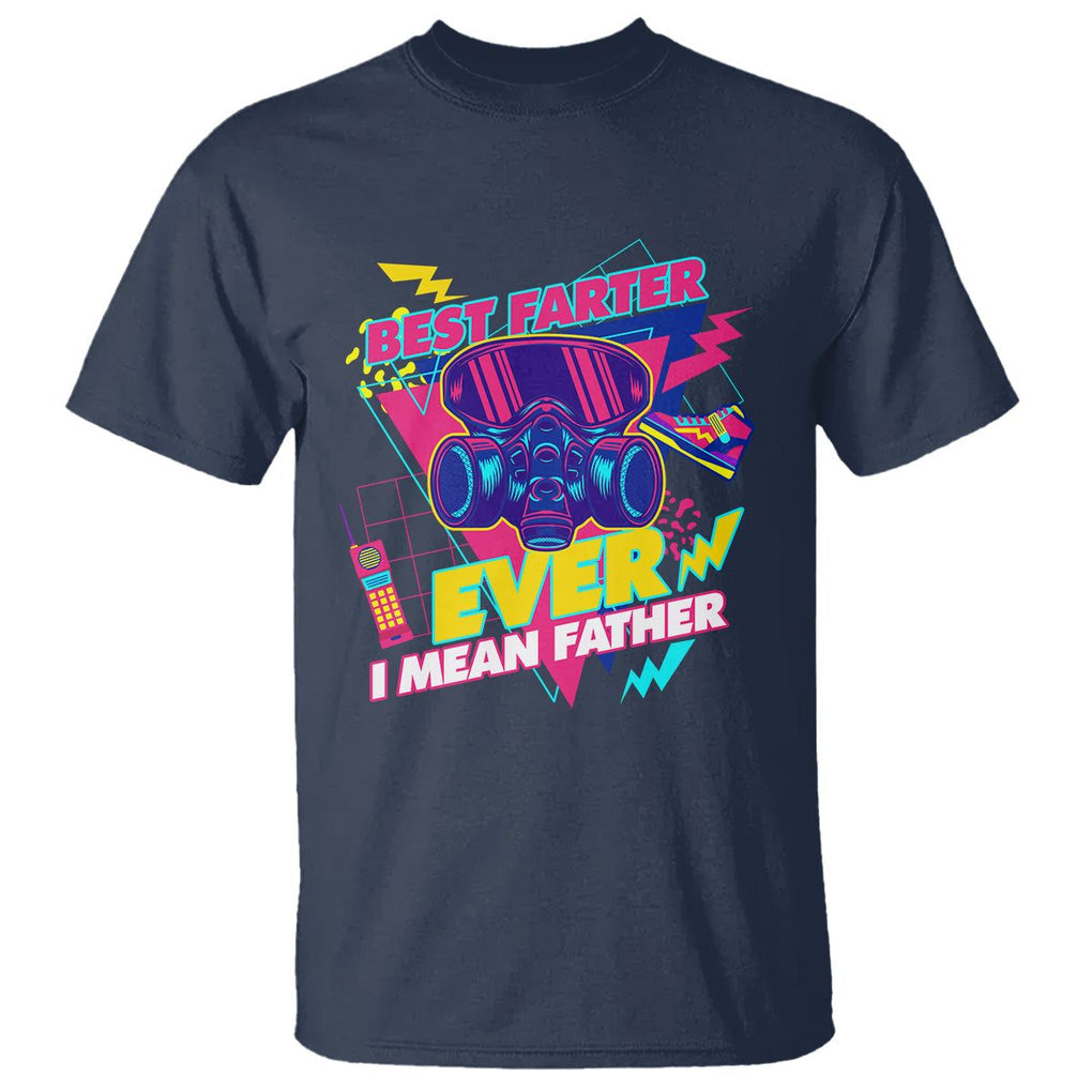 Funny Farter T Shirt Funny Best Farter Ever I Mean Father Gas Mask Retro 70s 80s TS02 Navy Print Your Wear