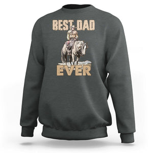 Horse Dad Sweatshirt Best Dad Ever Western Rodeo Cowboy Father's Day TS02 Dark Heather Print Your Wear