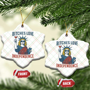 Funny 4th of July Statue of Liberty Cocktail Ceramic Ornament Retro Bitches Love Independence TS02 Print Your Wear