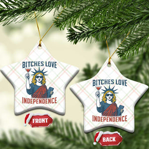 Funny 4th of July Statue of Liberty Cocktail Ceramic Ornament Retro Bitches Love Independence TS02 Print Your Wear