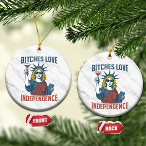 Funny 4th of July Statue of Liberty Cocktail Ceramic Ornament Retro Bitches Love Independence TS02 1pc White Marble Print Your Wear