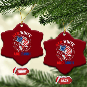 Red White And Bruh Fishing Ceramic Ornament Funny Patriotic Bass 4th Of July American Flag TS02 Print Your Wear