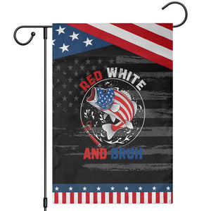 Red White And Bruh Fishing Garden Flag Funny Patriotic Bass 4th Of July American Flag TS02 Distressed Black Blue Print Your Wear
