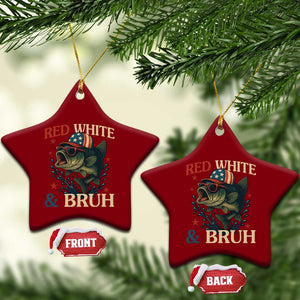 Retro Red White And Bruh Fishing Ceramic Ornament Funny Patriotic Bass 4th Of July TS02 Print Your Wear