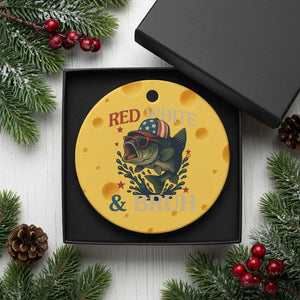 Retro Red White And Bruh Fishing Ceramic Ornament Funny Patriotic Bass 4th Of July TS02 1pc Yellow Cheese Print Your Wear